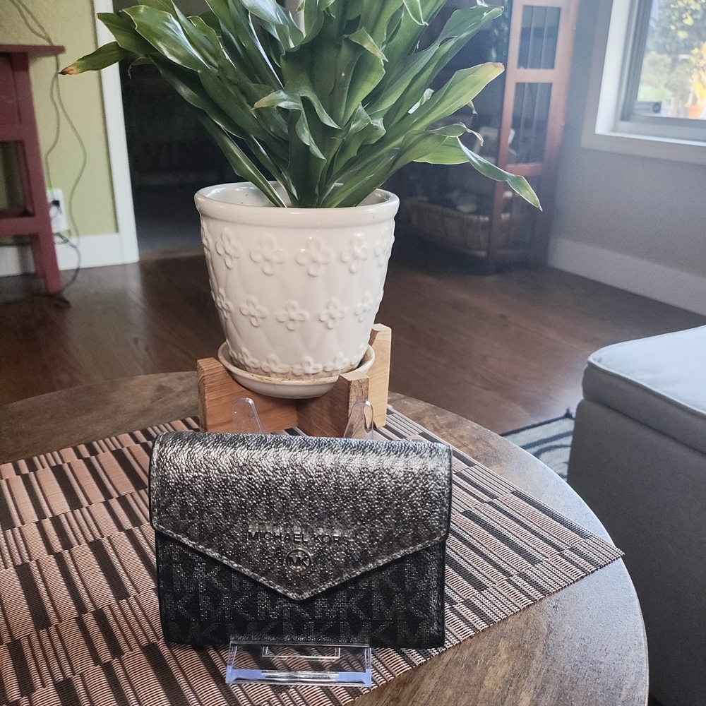 Michael Kors Black and Silver Monogram Wallet